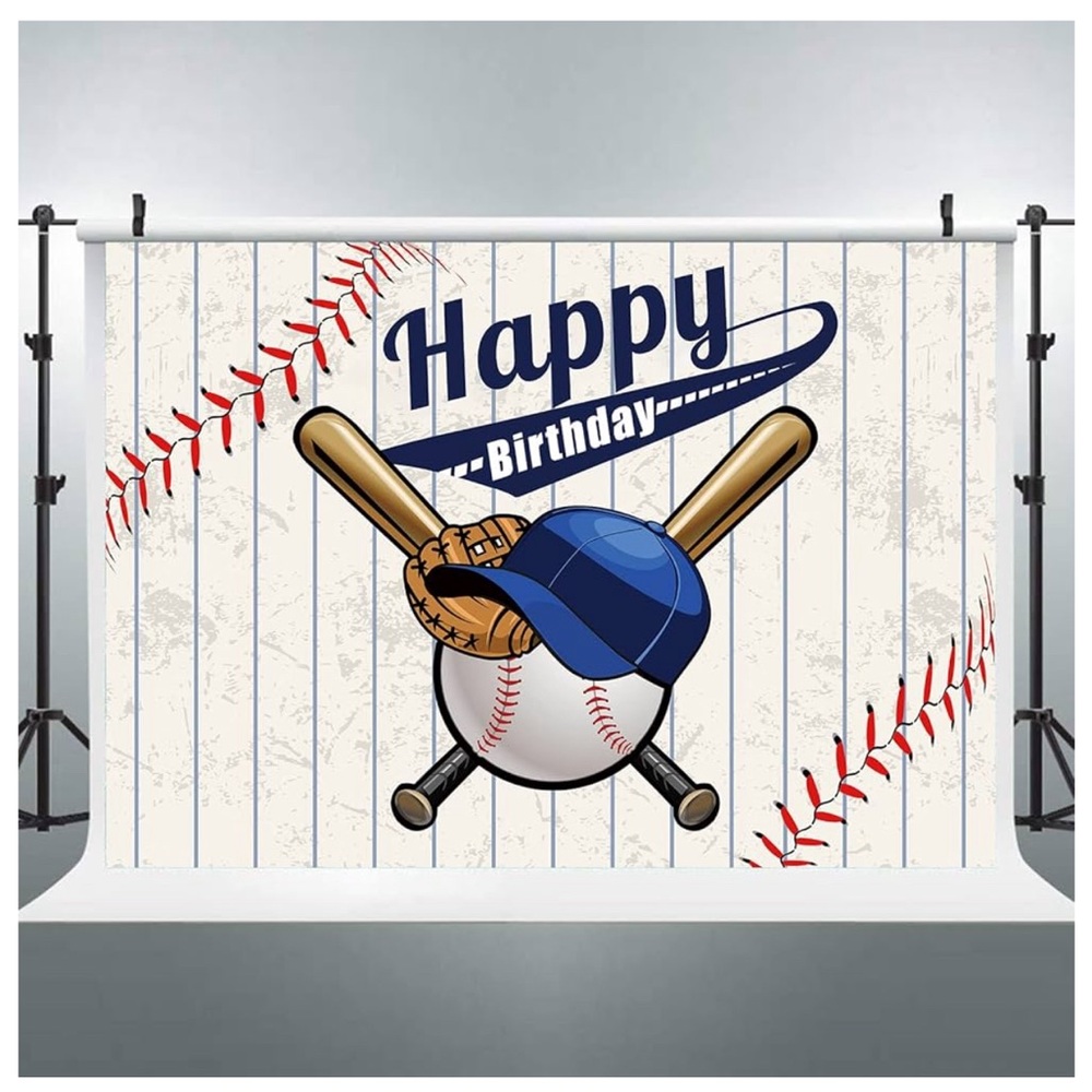 Baseball Happy Birthday Backdrop 7X5 Feet